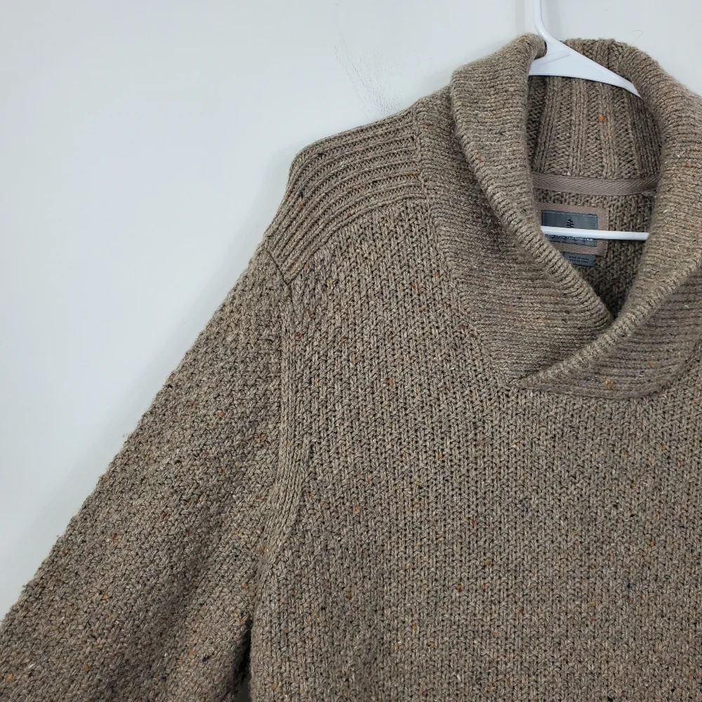 Royal Robbins Beige Shawl Collar Sweater Mens Size L Merino Wool Blend Classic - Picture 2 of 6